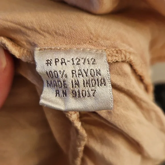 Solitaire by Ravi Khosla Peach Boho Embroidered Dolman Sleeve Button-Down, M - Picture 5 of 11